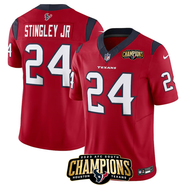 Houston Texans #24 Derek Stingley Jr. Red 2023 F.U.S.E. AFC South Champions Patch Vapor Untouchable Limited Stitched Jersey