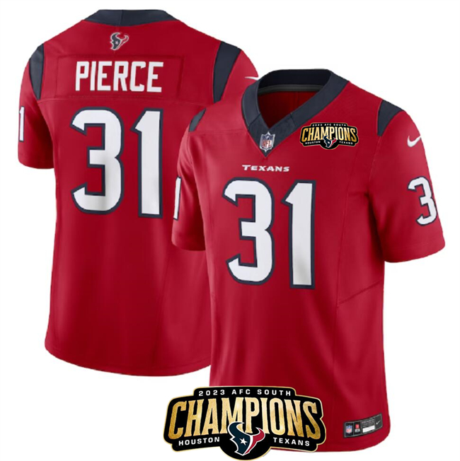 Houston Texans #31 Dameon Pierce Red 2023 F.U.S.E. AFC South Champions Patch Vapor Untouchable Limited Stitched Jersey