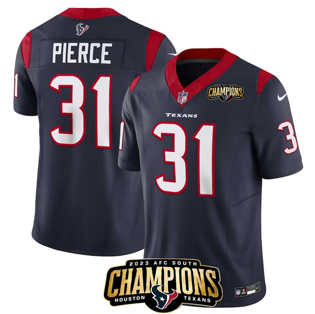 Houston Texans #31 Dameon Pierce Navy 2023 F.U.S.E. AFC South Champions Patch Vapor Untouchable Limited Stitched Jersey