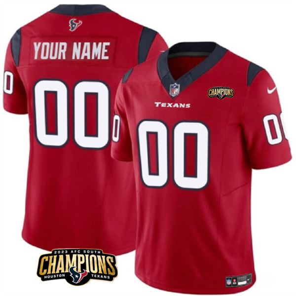Houston Texans Custom Red 2023 F.U.S.E. AFC South Champions Patch Vapor Limited Stitched Jersey