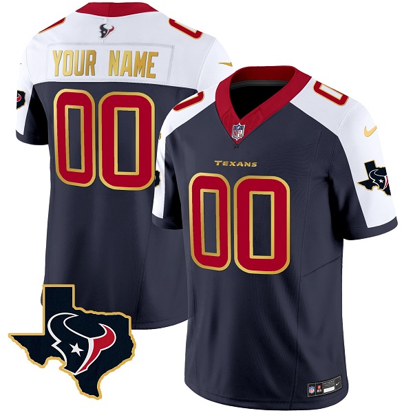 Houston Texans Custom Navy White 2023 F.U.S.E. With Team Logo Patch Limited Stitched Jersey