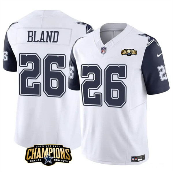 Dallas Cowboys #26 DaRon Bland White Navy 2023 F.U.S.E. NFC East Champions Patch Stitched Jersey