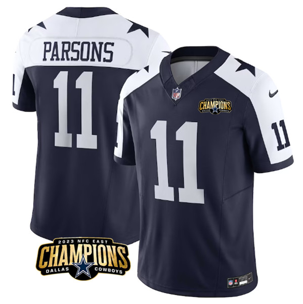 Dallas Cowboys #11 Micah Parsons Navy White 2023 F.U.S.E. NFC East Champions Patch Stitched Jersey