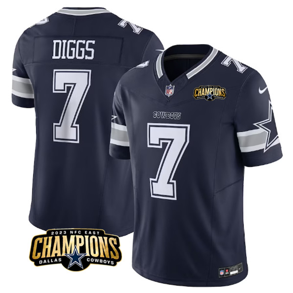 Dallas Cowboys #7 Trevon Diggs Navy 2023 F.U.S.E. NFC East Champions Patch Stitched Jersey