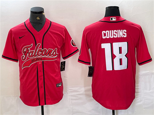 Atlanta Falcons #18 Kirk Cousins Red With Patch Cool Base Stitched Jersey