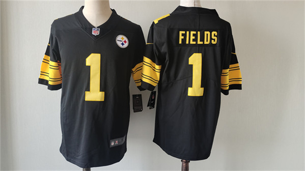 Pittsburgh Steelers #1 Justin Fields Black Color Rush Limited Stitched Jersey