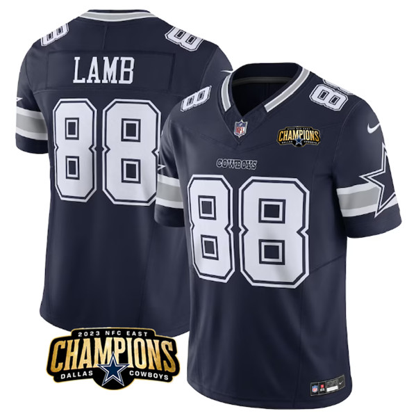 Dallas Cowboys #88 CeeDee Lamb Navy 2023 F.U.S.E. NFC East Champions Patch Stitched Jersey