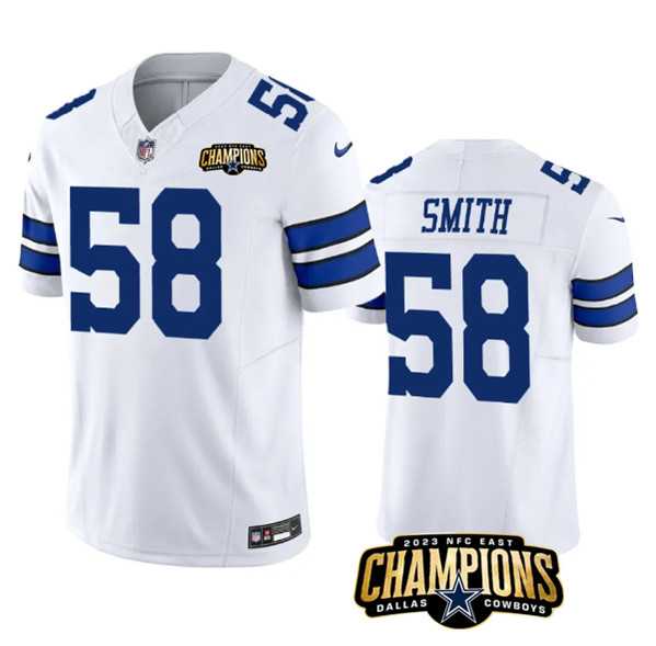 Dallas Cowboys #58 Mazi Smith White 2023 F.U.S.E. NFC East Champions Patch Stitched Jersey