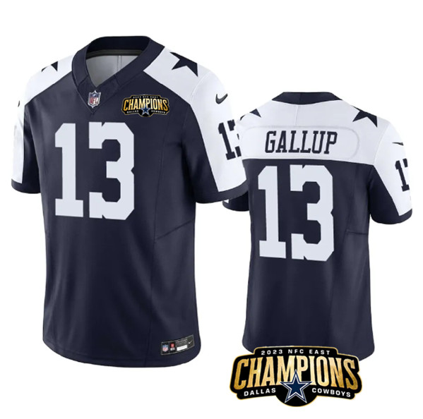 Dallas Cowboys #13 Michael Gallup Navy White 2023 F.U.S.E. NFC East Champions Patch Stitched Jersey