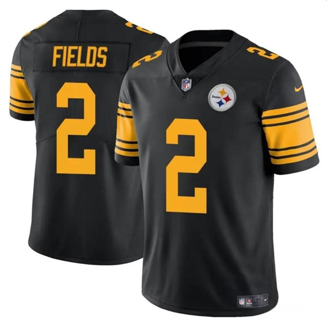 Pittsburgh Steelers #2 Justin Fields Black Color Rush Vapor Limited Stitched Jersey
