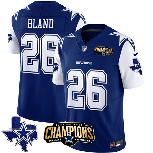 Dallas Cowboys #26 DaRon Bland Blue White 2023 F.U.S.E. NFC East Champions Patch Stitched Jersey
