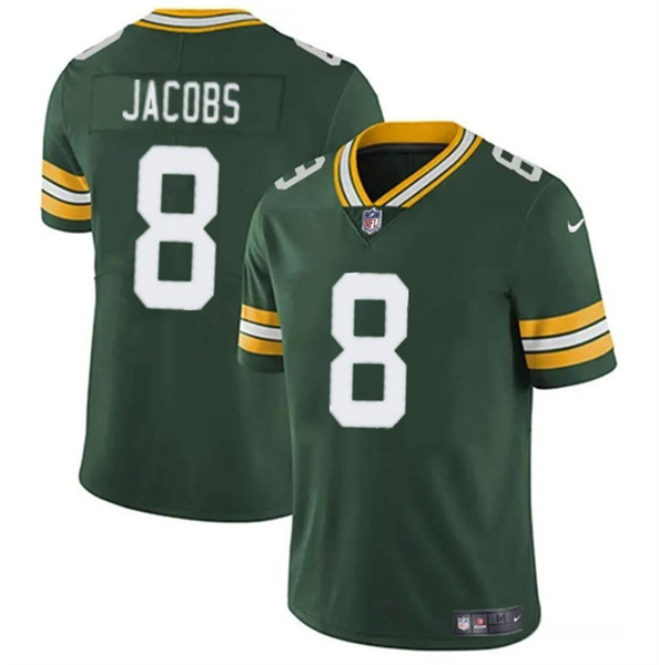 Green Bay Packers #8 Josh Jacobs Green Vapor Limited Stitched Jersey