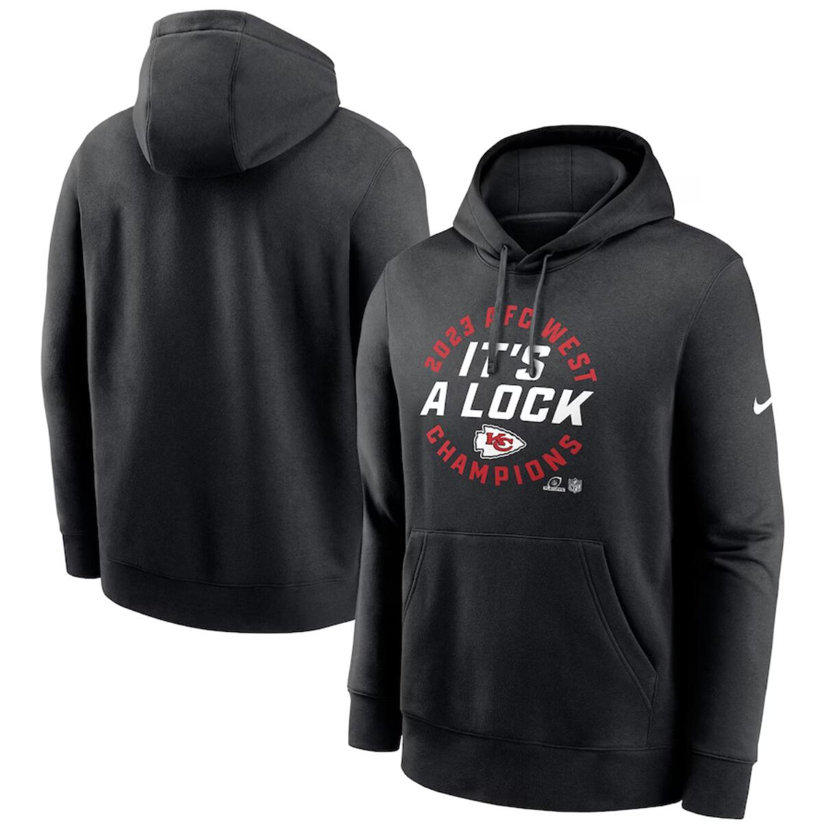 Kansas City Chiefs Black 2023 AFC West Division Champions Locker Room Trophy Collection Pullover Hoodie