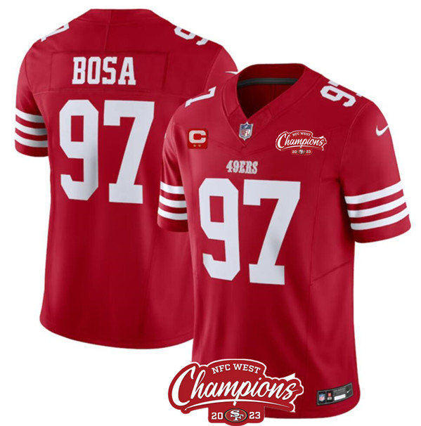 San Francisco 49ers #97 Nick Bosa Red 2023 F.U.S.E. With 2-Star C Ptach And NFC West Champions Patch Stitched Jersey