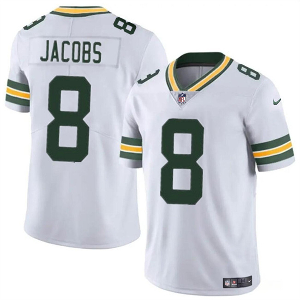 Green Bay Packers #8 Josh Jacobs White Vapor Limited Stitched Jersey