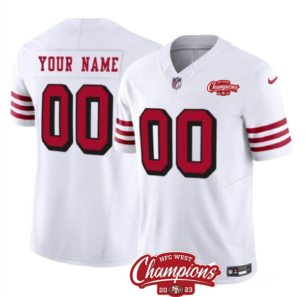 San Francisco 49ers Custom White 2023 F.U.S.E. NFC West Champions Patch Alternate Stitched Jersey