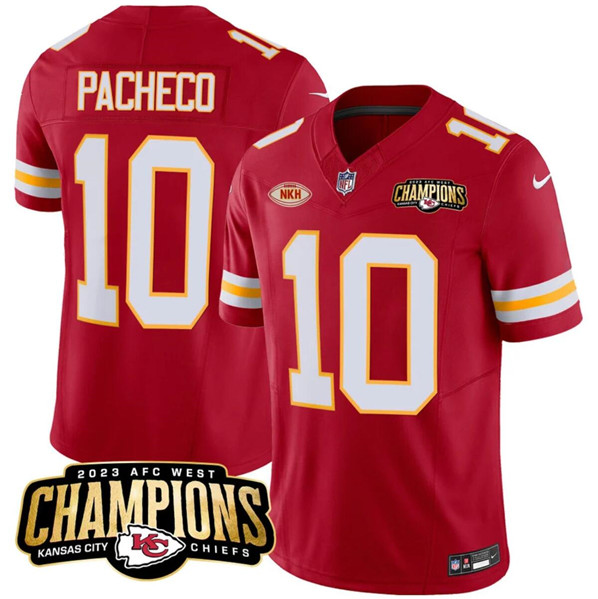 Kansas City Chiefs #10 Isiah Pacheco Red 2023 F.U.S.E. AFC West Champions With 