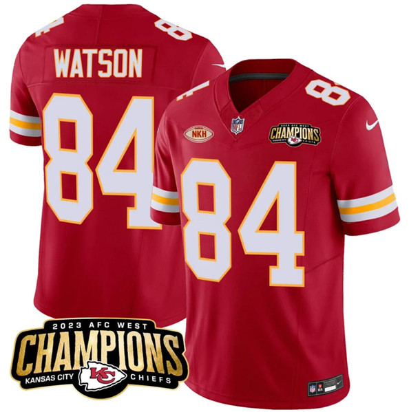 Kansas City Chiefs #84 Justin Watson Red 2023 F.U.S.E. AFC West Champions With 