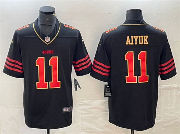 San Francisco 49ers #11 Brandon Aiyuk Black Gold Stitched Jersey
