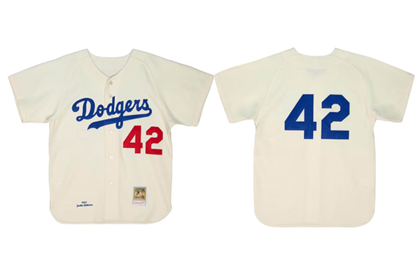 Los Angeles Dodgers #42 Jackie Robinson White 1955 Home Stitched Jersey