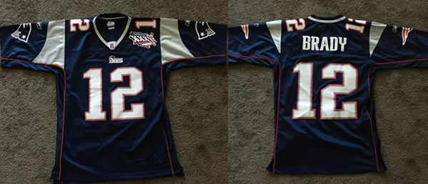New England Patriots #12 Tom Brady Navy Super Bowl XXXVI Patch Limited Stitched Jersey