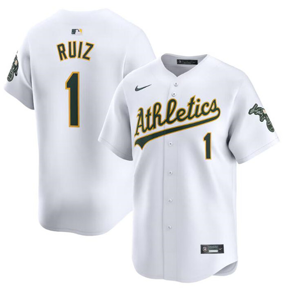 Oakland Athletics #1 Esteury Ruiz White Home Limited Stitched Jersey