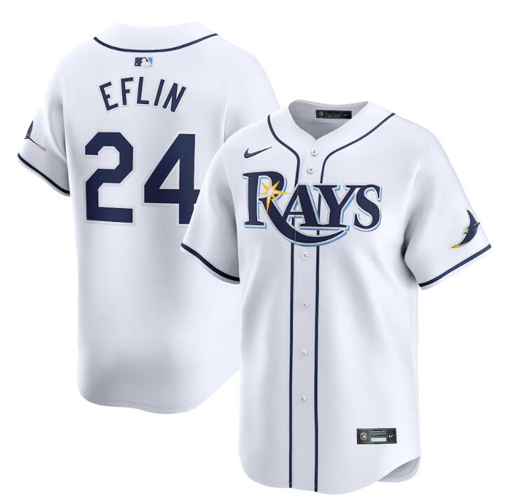 Tampa Bay Rays #24 Zach Eflin White Home Limited Stitched Jersey