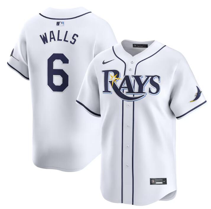 Tampa Bay Rays #6 Taylor Walls White Home Limited Stitched Jersey