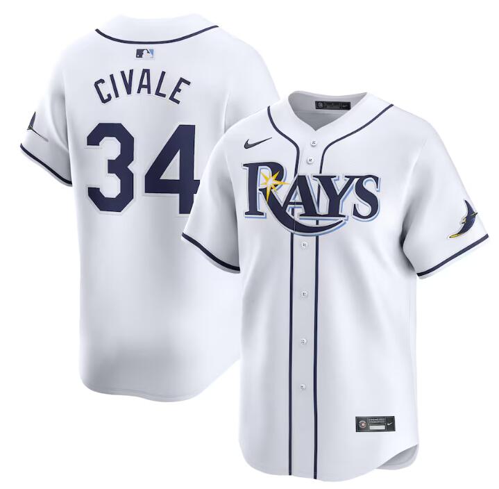 Tampa Bay Rays #34 Aron Civale White Home Limited Stitched Jersey