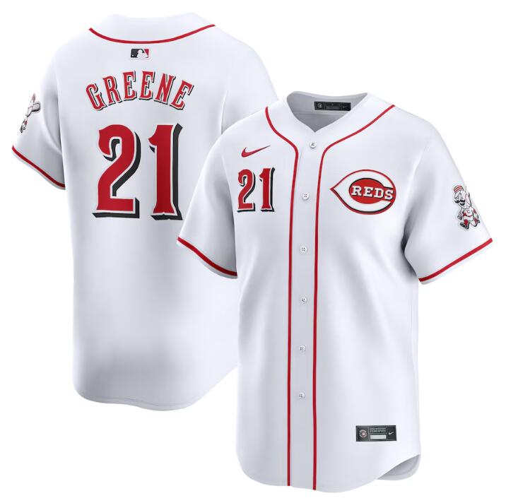 Cincinnati Reds #21 Hunter Greene White Home Limited Stitched Jersey
