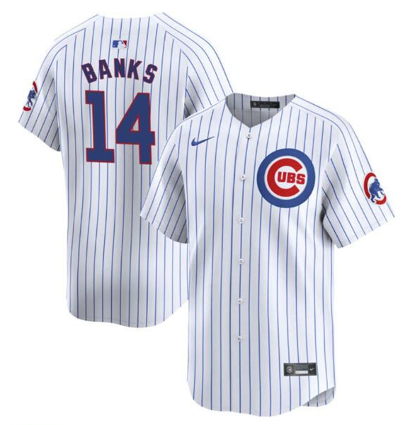 Chicago Cubs #14 Ernie Banks White Cool Base Stitched Jersey
