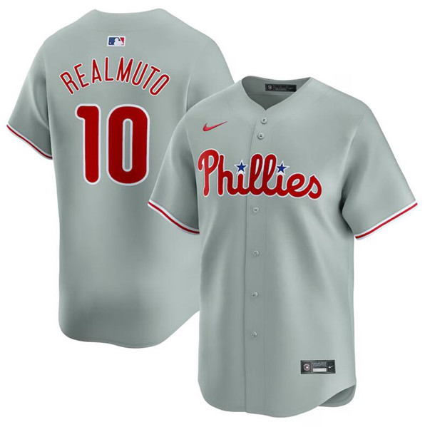 Philadelphia Phillies #10 J.T. Realmuto Gray Away Limited Stitched Jersey