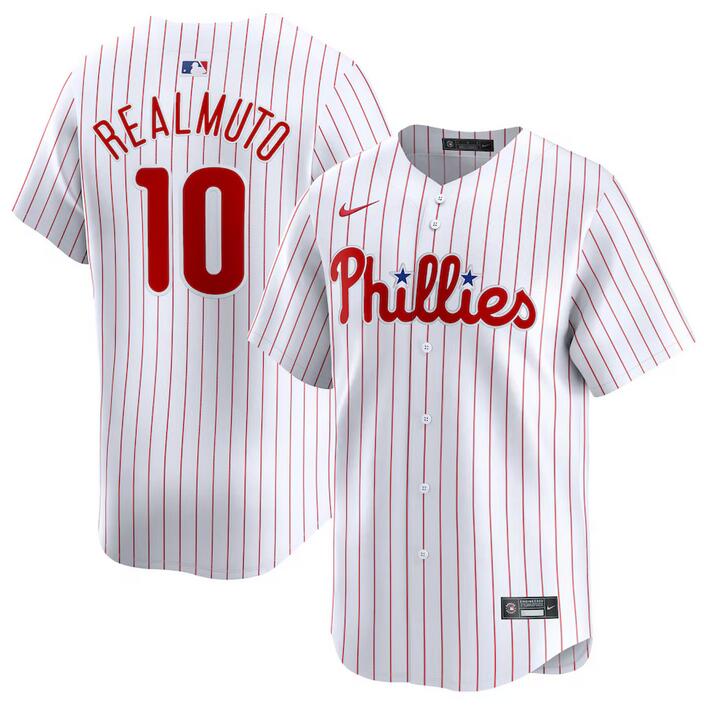 Philadelphia Phillies #10 J.T. Realmuto White Home Limited Stitched Jersey