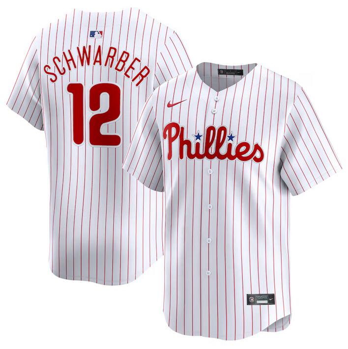 Philadelphia Phillies #12 Kyle Schwarber White Home Limited Stitched Jersey