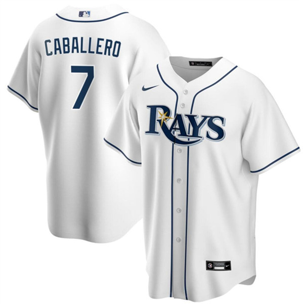 Tampa Bay Rays #7 Jose Caballero White Cool Base Stitched Jersey