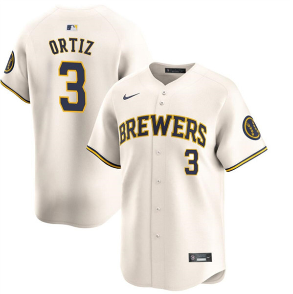 Milwaukee Brewers #3 Joey Ortiz Cream Home Limited Stitched Jersey