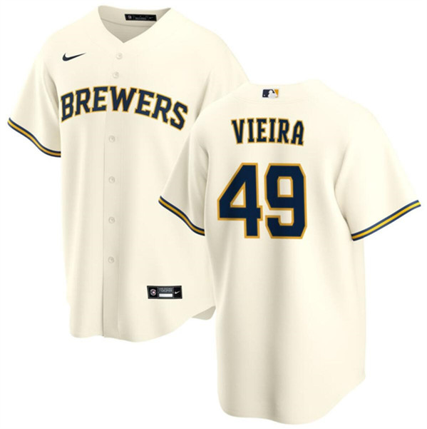 Milwaukee Brewers #49 Thyago Vieira Cream Cool Base Stitched Jersey