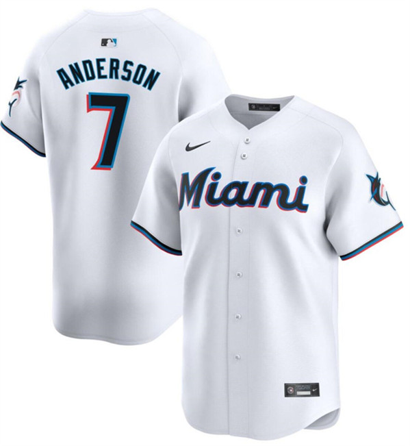 Miami Marlins #7 Tim Anderson White Home Limited Stitched Jersey