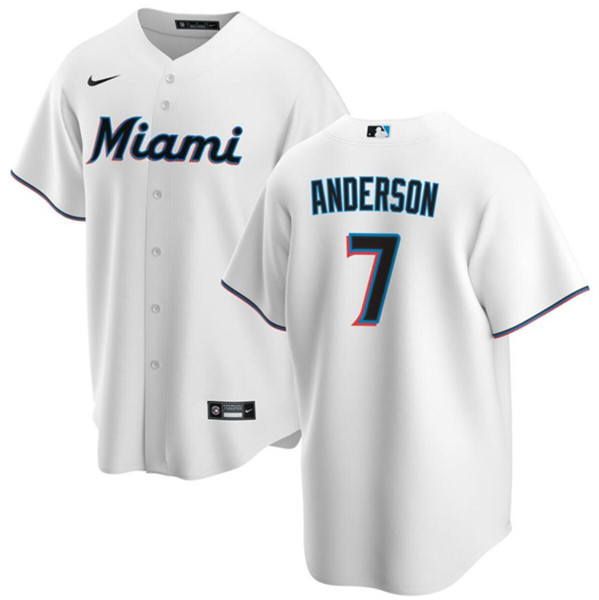 Miami Marlins #7 Tim Anderson White Cool Base Stitched Jersey
