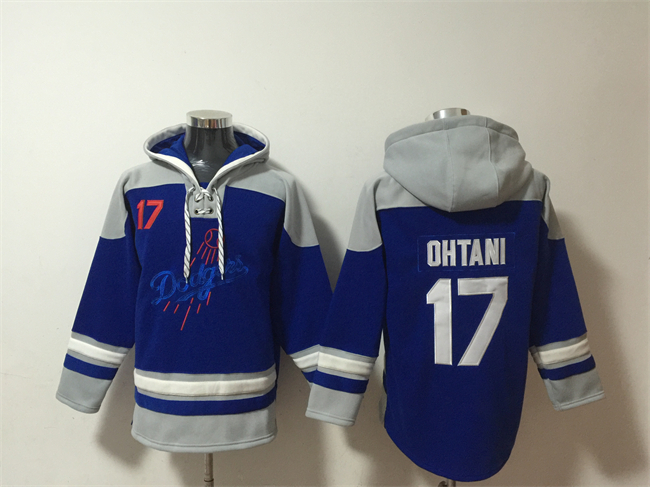 Los Angeles Dodgers #17 Shohei Ohtani Blue Ageless Must-Have Lace-Up Pullover Hoodie