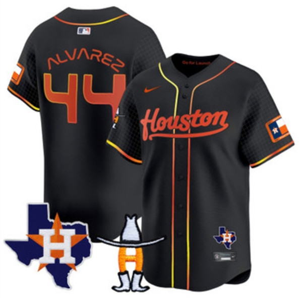 Houston Astros #44 Yordan Alvarez Black With Patch Cool Base Stitched Jersey