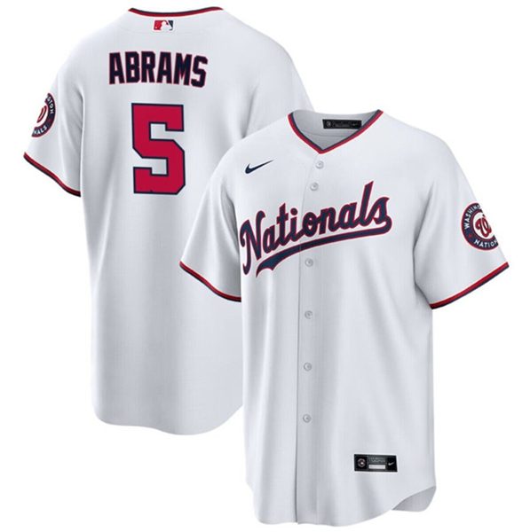 Washington Nationals #5 CJ Abrams White Cool Base Stitched Jersey