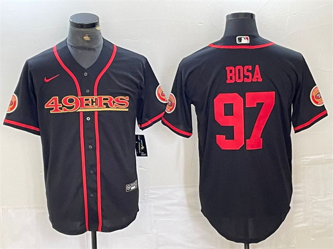 San Francisco 49ers #97 Nick Bosa Black With Patch Cool Base Stitched Jersey