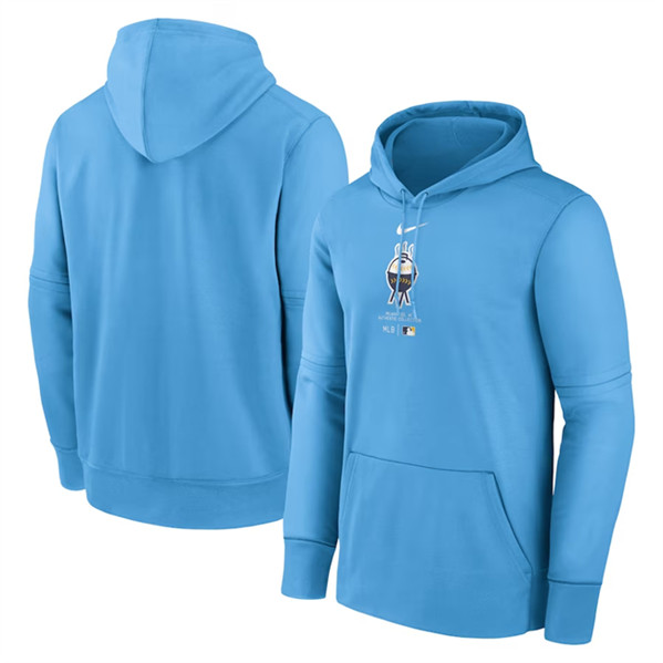 Milwaukee Brewers Light Blue Collection Practice Performance Pullover Hoodie