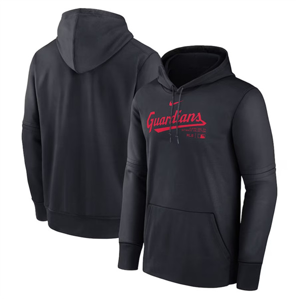 Cleveland Guardians Black Collection Practice Performance Pullover Hoodie