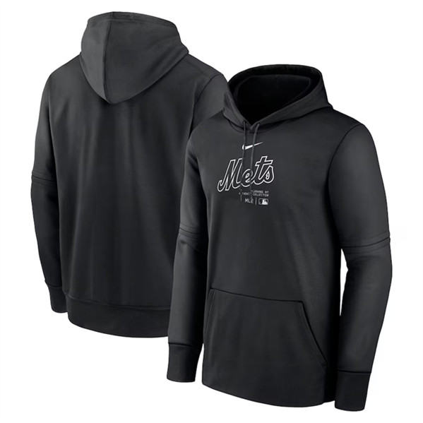 New York Mets Black Collection Practice Performance Pullover Hoodie