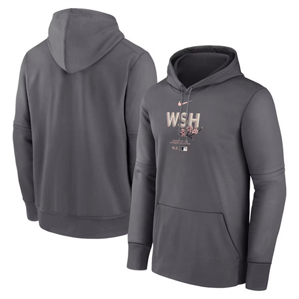 Washington Nationals Grey Collection Practice Performance Pullover Hoodie
