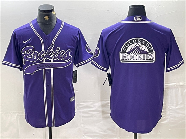 Colorado Rockies Purple Team Big Logo Cool Base Stitched Jersey
