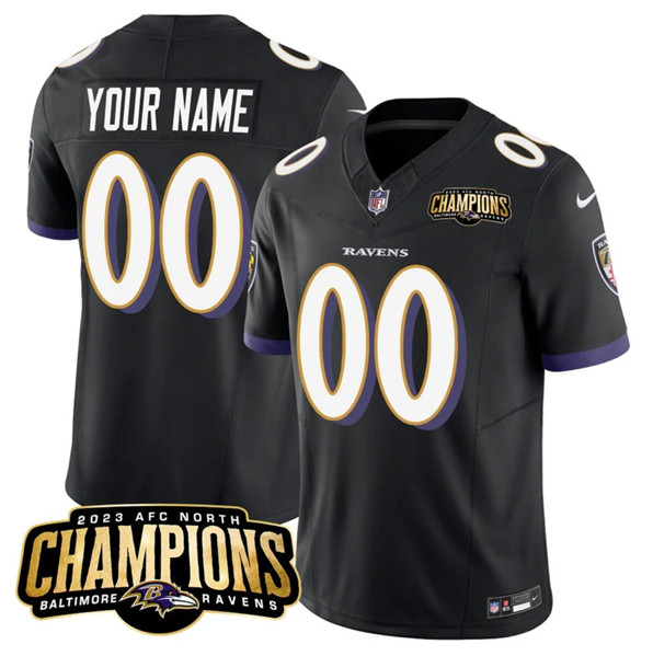 Baltimore Ravens Custom Black 2023 F.U.S.E. AFC North Champions Vapor Limited Jersey