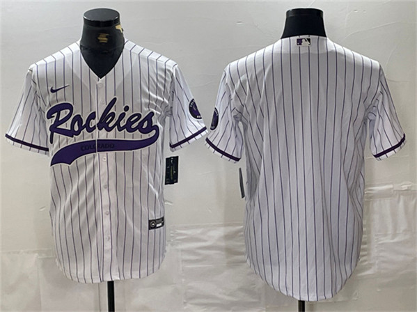 Colorado Rockies Blank White Cool Base Stitched Jersey